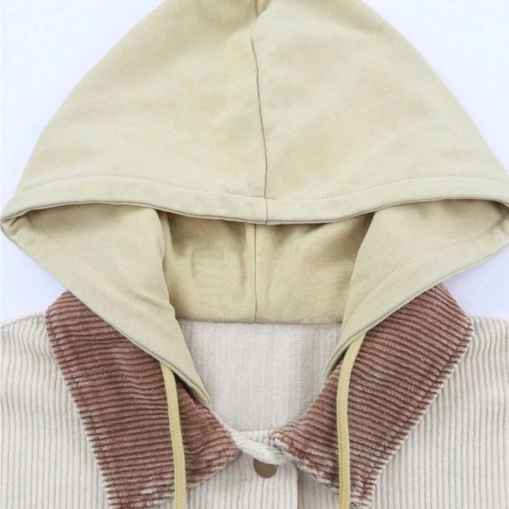 Cozy Corduroy Hoodie Jacket Shacket Button Down Shirt - Picture 11 of 16